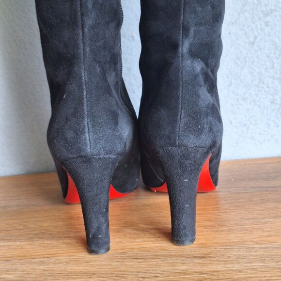 Christian Louboutin Miss Tack 70 Boots Women’s 7.5 Black Suede 37.5 Heeled - Picture 5 of 16